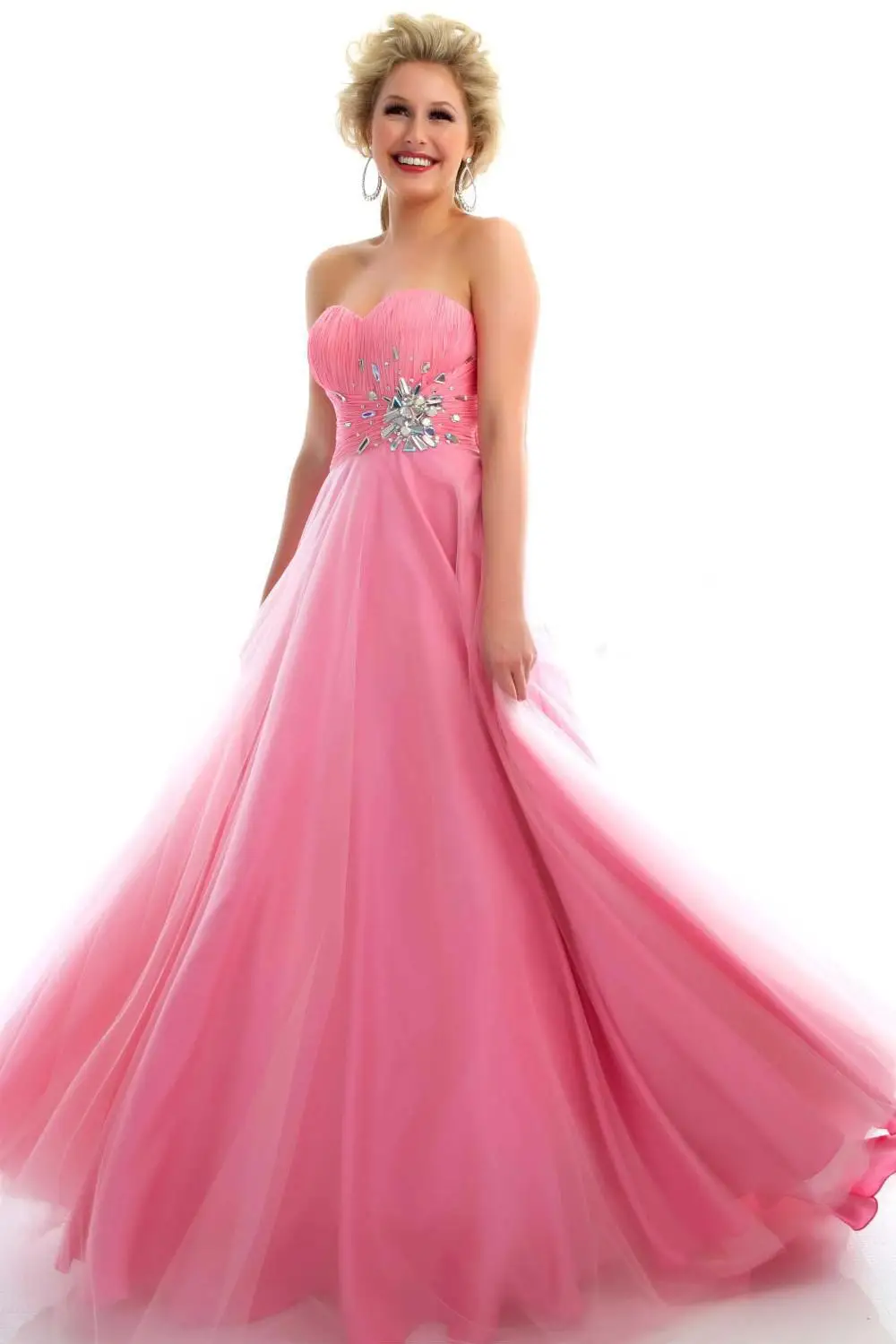  Elegant 2014 New Prom Dresses Strapless Sleeveless Zip Backless Corset Beads Ball Gown Sexy Floor-Length Evening Party Gown