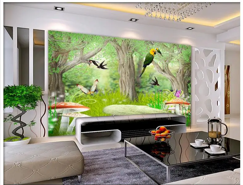 Us 1205 54 Offniestandardowe Fototapeta 3d Malowidła ścienne Tapety Las Naturalnej Scenerii Krajobrazu Rysunek Tv Ustawienie ściany Kwiaty I Ptaki