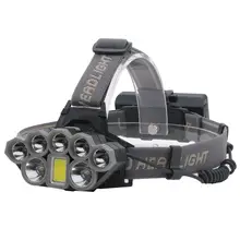 100000LM 2T6+5XPE+1COB 8LED Headlamp Rechargeable Flashlight USB Headlight 18650