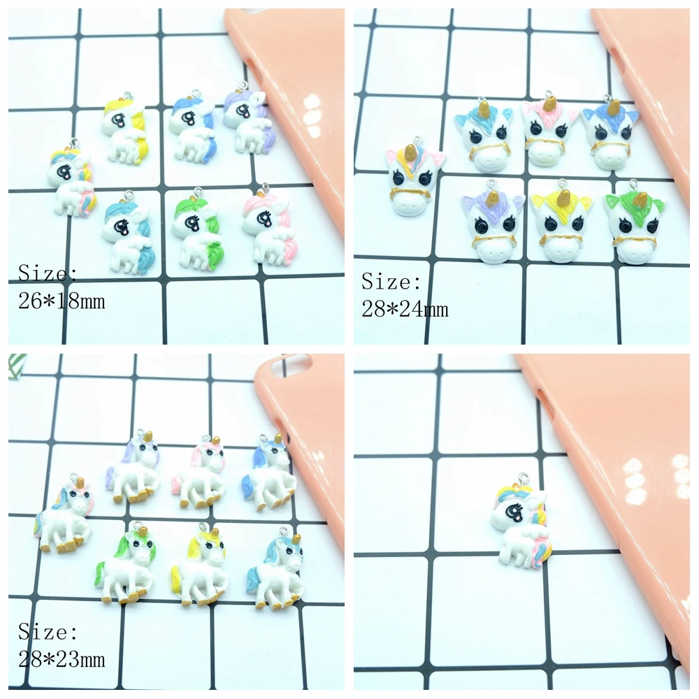 

Kawaii Colorful unicorn horse Charms Pendants for DIY decoration bracelets necklace earring key chain Jewelry Making