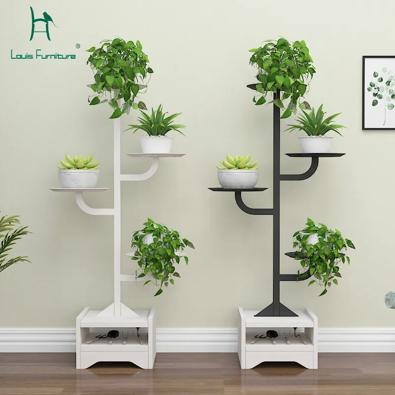 

Louis Fashion Plant Selves Creative Flower Rack Multi-storey Indoor Living Room Balcony Iron Art Tree Landing