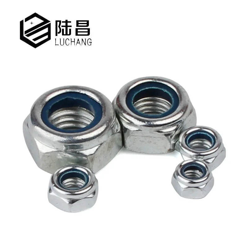 

LUCAHNG M10 M12 M14 M16 M18 M20 M24 Galvanized Carbon Steel Nylon Insert Hex Lock Nuts Hexagon Nyloc Self Locking Nut
