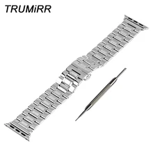 22 мм 24 мм ремешок из нержавеющей стали для iWatch Apple Watch 38 мм 42 мм Бабочка Пряжка ремешок браслет с разъемом адаптер