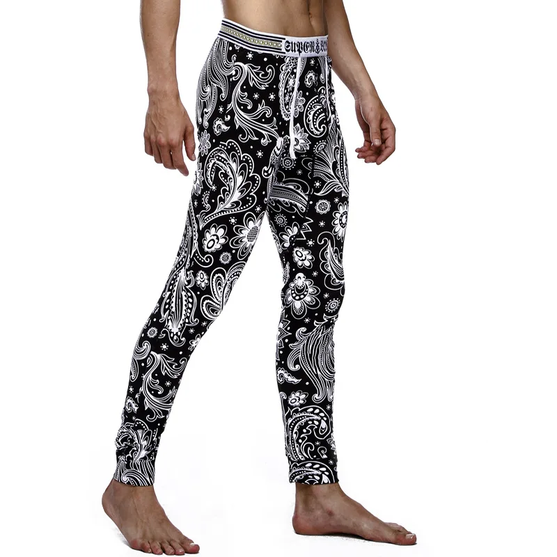 best mens long underwear Men's Wholesale Printing Cotton U Convex Design Long Johns Leggings Home Furnishing Modal Warm Pants long johns pants
