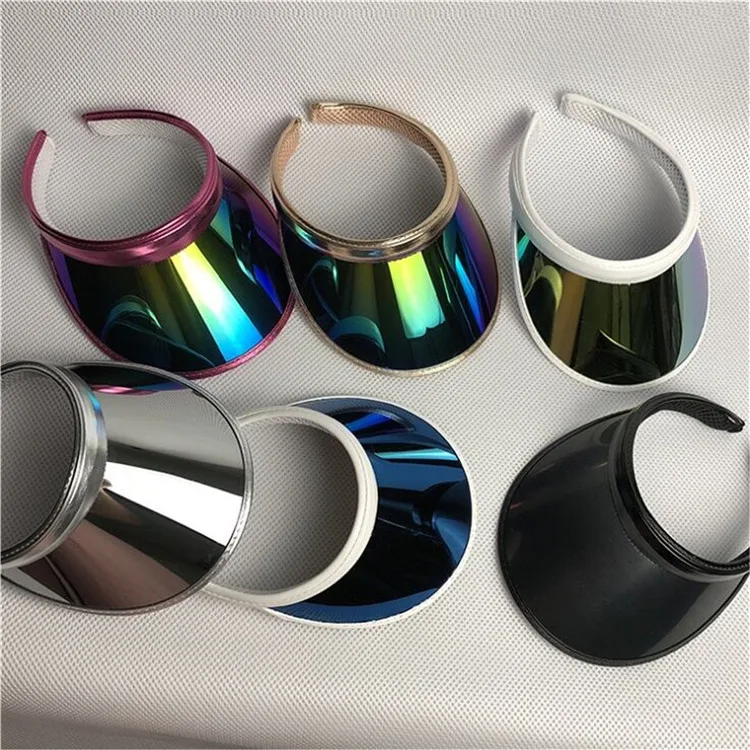 Summer Colorful PVC Plastic Gilding PVC Sun Visor Hat Women's Outdoor UV Protection Beach Sun