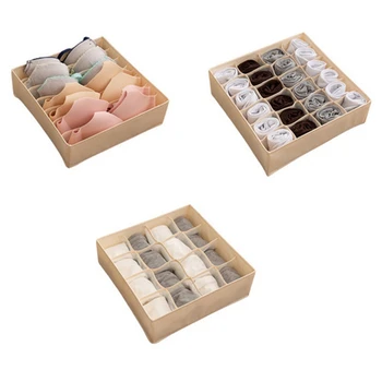 

Promotion! 3Pcs Socks Storage Box for Closet Separated Underwear Organizer Foldable Bras Storage Box Drawer Organizer Home Sto