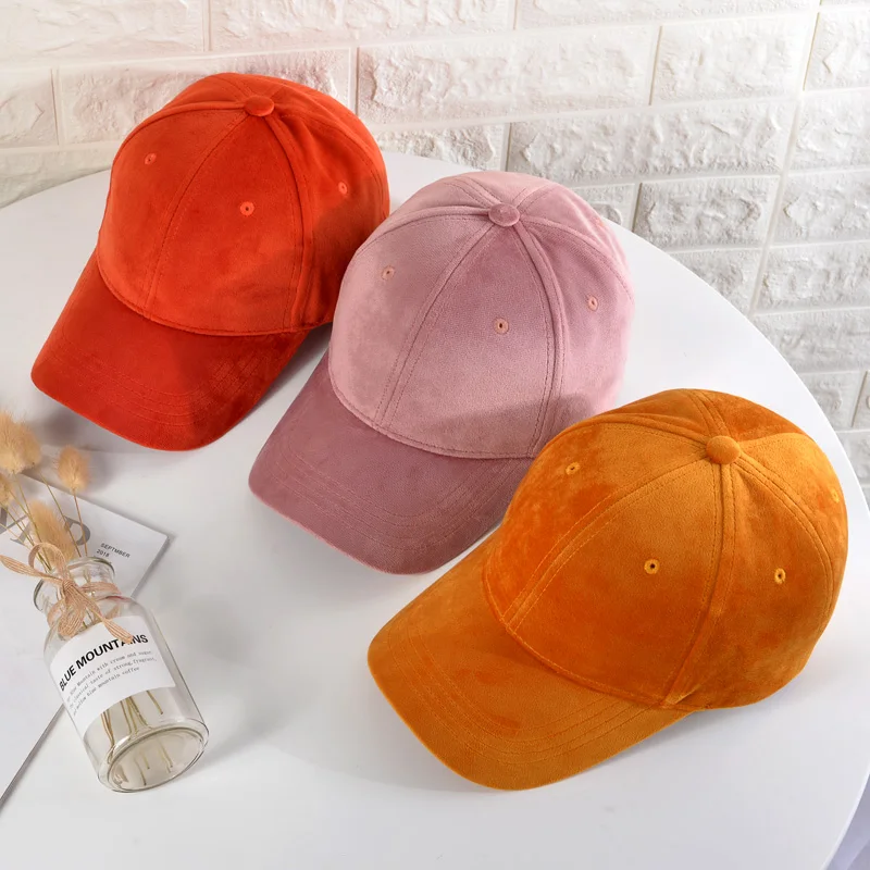 

Men Women Plain Solid Color Baseball Cap Curved Visor Hat Adjustable Size Nylon Fastener Tape Casual hats