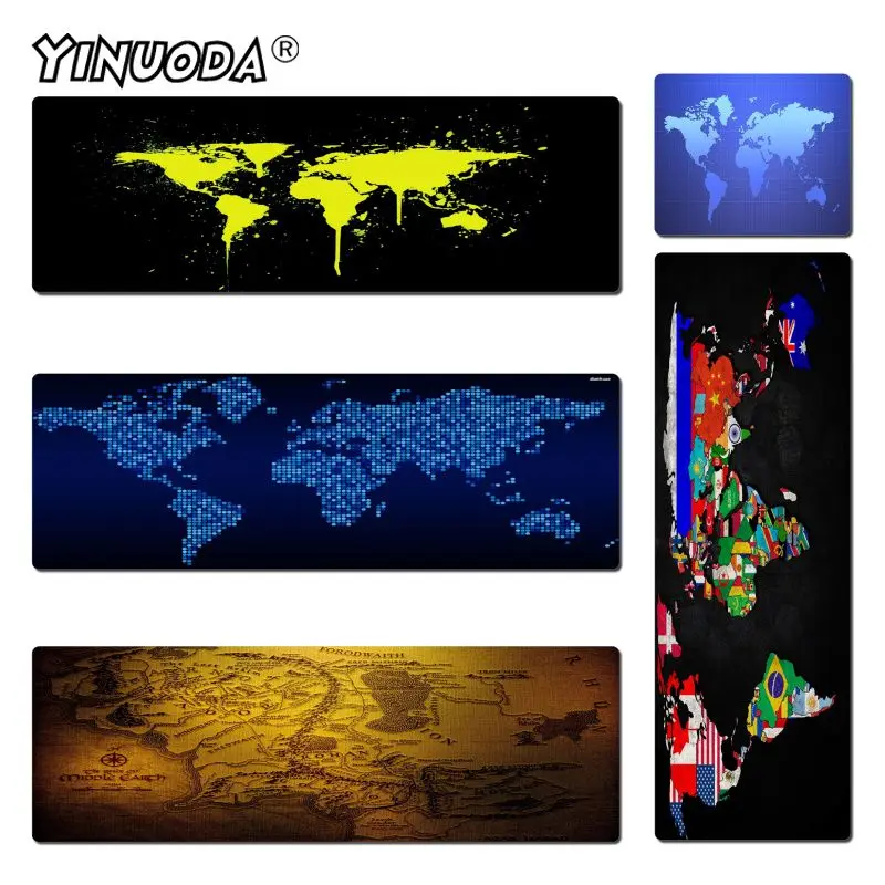 

Yinuoda World Map Design Rubber Mouse Durable Desktop Mousepad Size for 30x60cm and 40x90cm Gaming Mousepads