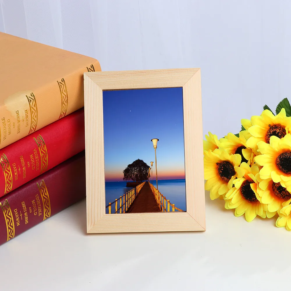 

2019 New Arrival Wooden Picture Frame Wall Mounted Hanging Photo Frame Home Decor DIY Craft Decoration Wall Decals Frame