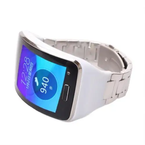 

Stainless Steel Watch Band WristStrap For Samsung Gear S SM-R750 Silver+White