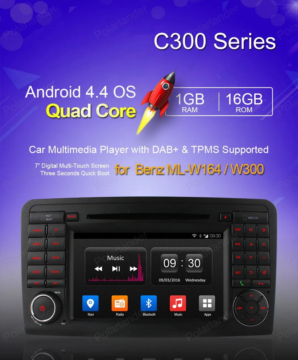 Top Android4.4 Car DVD Quad Core For M/ercedes ML W164 W300 ML350 ML450 ML500 GL X164 G320 GL350 GL450 GL500 radio 7