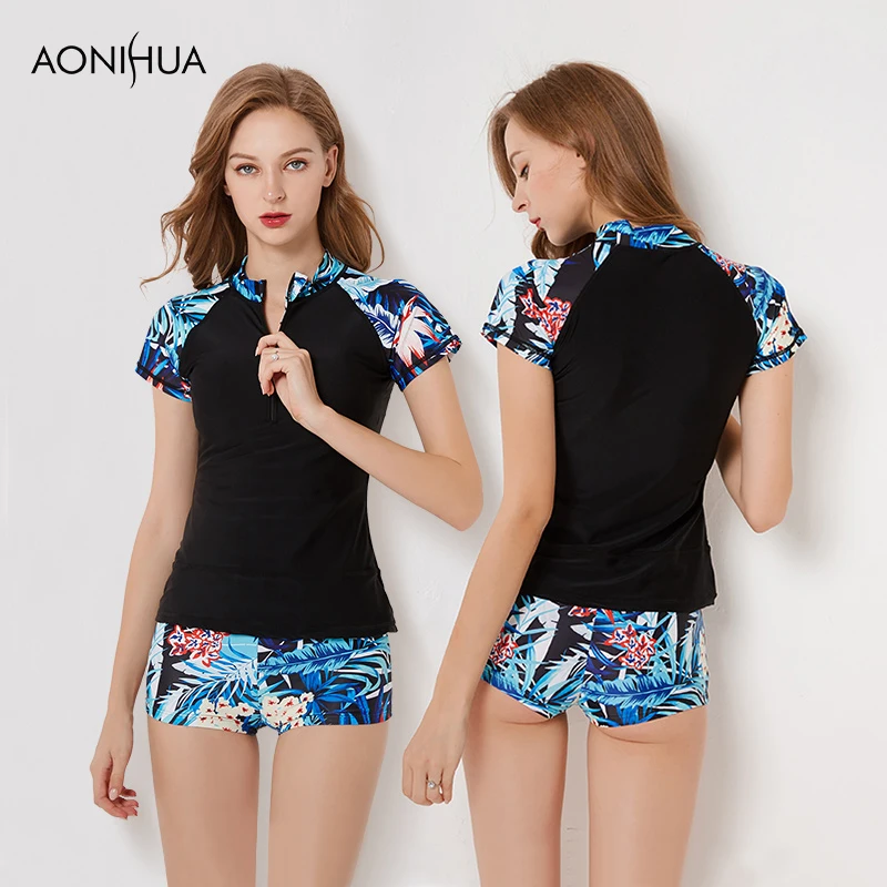 AONIHUA Surfing Suits Women Swimwear 2018 New Floral Print Large Size ...