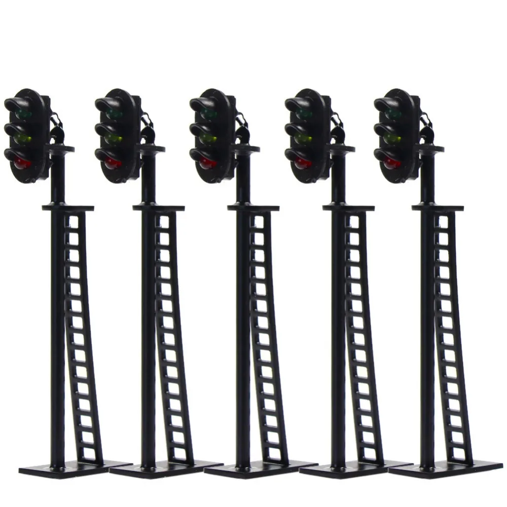 5 pcs HO or OO Gauge 3 aspects Railway LEDs Signals G//Y//R