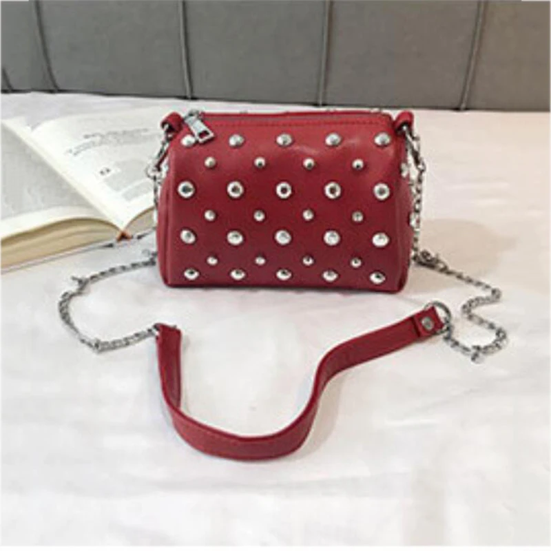 Yogodlns Bags For Women New Fashion Rivet PU Leather Women Bag Diamonds Shoulder Messenger Bag Chains Small Flap Crossbody Bag