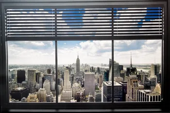 

New York City - Windows Blinds SILK POSTER Decorative Wall painting 24x36inch