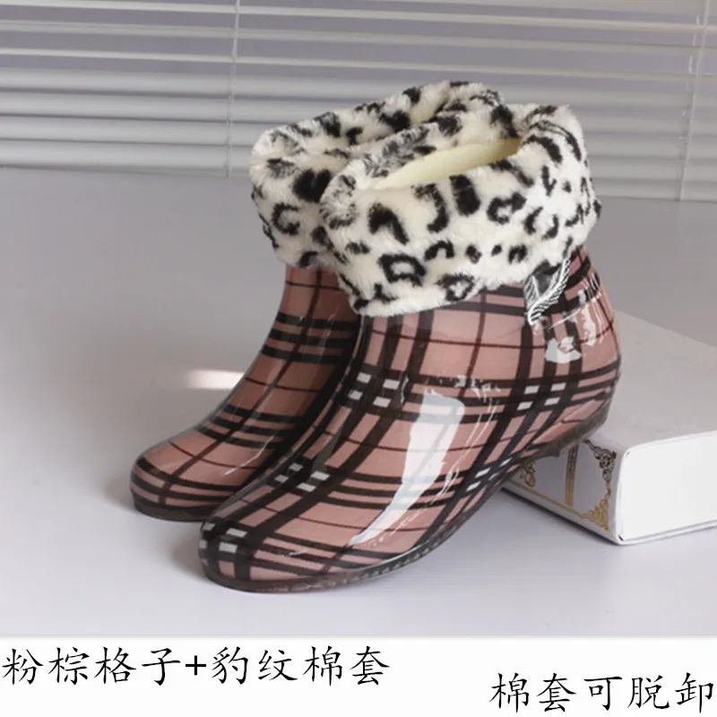 Color2Add Cotton Сезон осень-зима; серия han; Модные женские короткие резиновые сапоги; непромокаемая обувь из бархата; износостойкая водонепроницаемая обувь для сада - Цвет: Color2Add Cotton