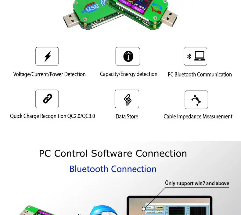 RD UM24 UM24C для приложения USB 2,0 ЖК-дисплей Вольтметр Амперметр батарея зарядное напряжение измеритель тока мультиметр кабель измерительный тестер