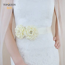 TOPQUEEN S413 ремешок для свадебного платья Пояс цвета слоновой кости Свадебный винтажный цветочный дизайн пояс невесты женщина с цветочным поясом для платья