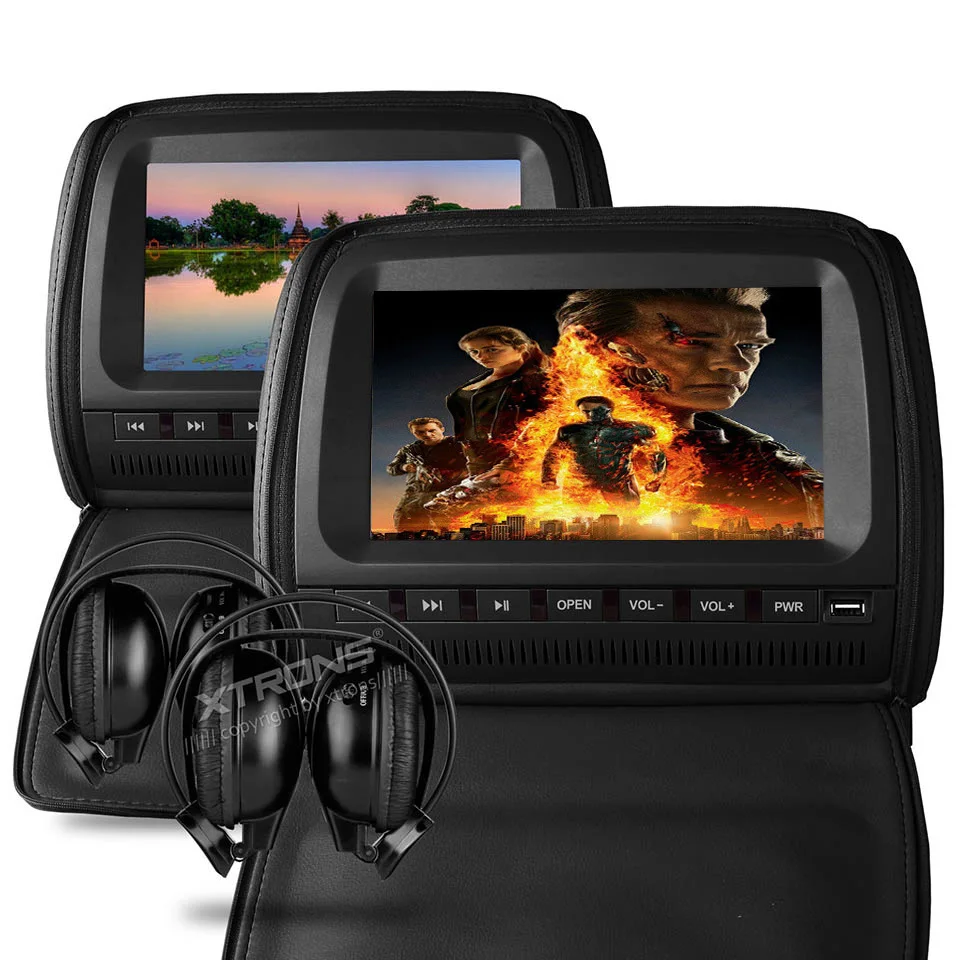 2x9" Headrest Car Dvd Player Support 32 Bits Game Cover With Zipper