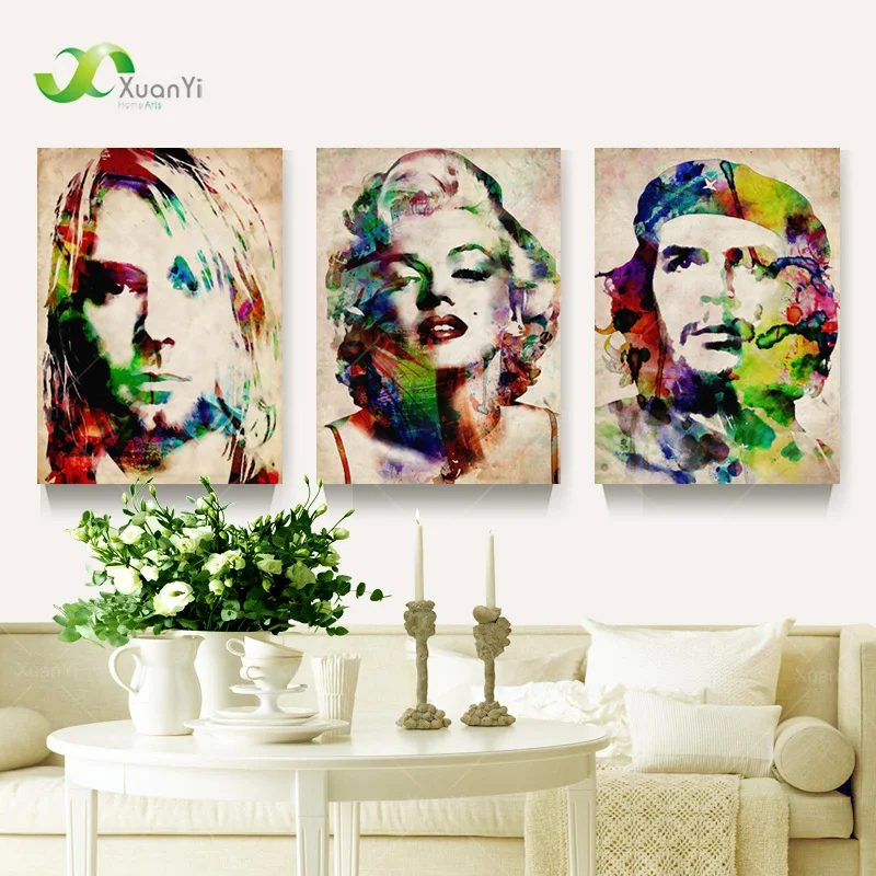 Peinture Pop Art 3 Panneaux Monroe Affiche Murale En Toile Marilyn Monroe Portrait Abstrait Cuadros Image Pour Salon Non Encadre Pr1060 Aliexpress