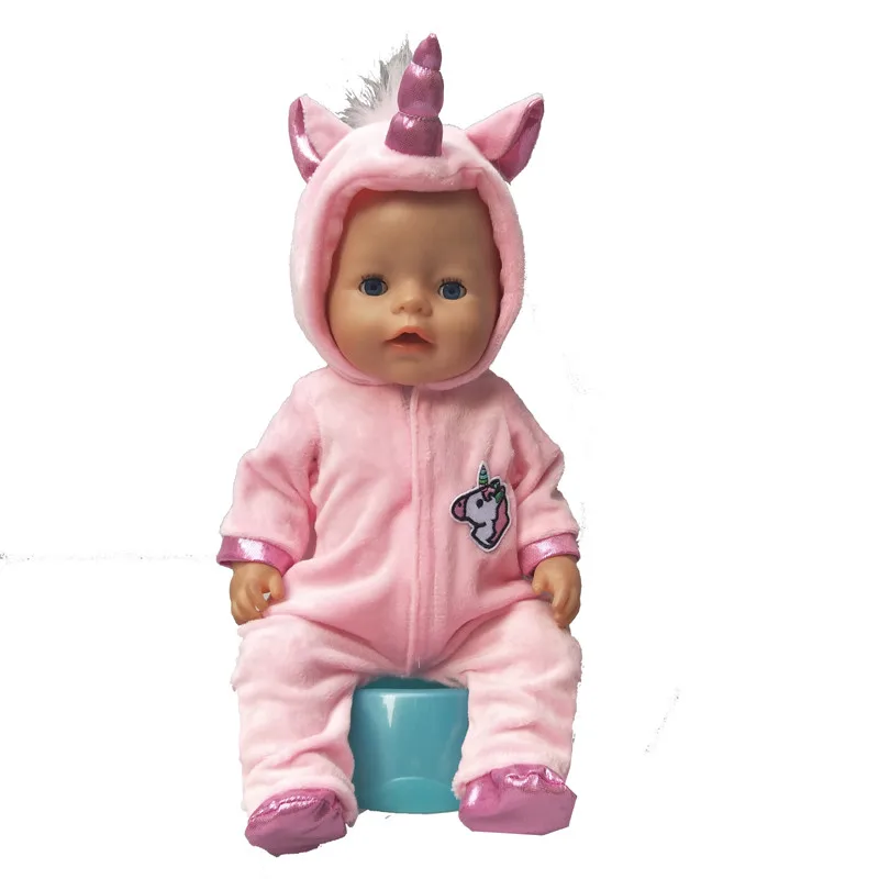 

Doll Clothes Born Baby Fit 18 inch 40-43cm Pink and Blue Color Unicorn Doll Clothes Accessories For Baby Festival Birthday Gift