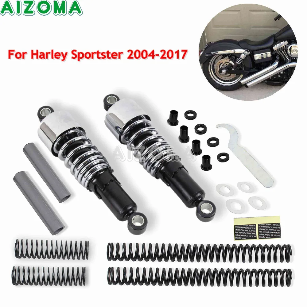 

10.5'' Chrome Shock Absorbers Motorcycle Rear Suspension Lowering Slammer Kit For Harley Sportster XL883 XL1200 XL50 2004-2017