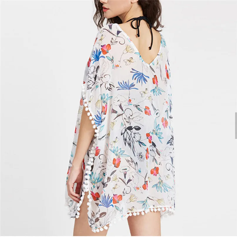 Women Long Dress Women Bikini Swimsuit Swimwear Smock Sexy Lace Tassel Cardigan Beach Cover Up Bikini Cover Up #3j16 (5)