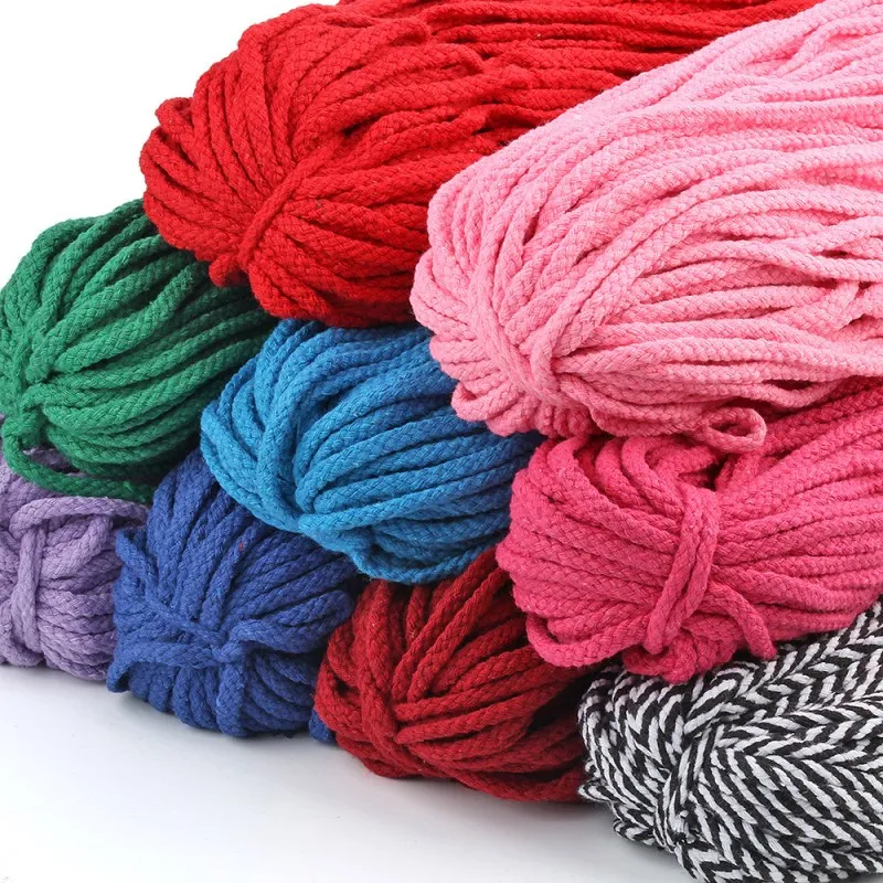 

5mm Colorful Cotton Cords Eco-Friendly Twisted Rope High Tenacity Thread DIY Textile Crafts Woven String Home Decor Supply 90M