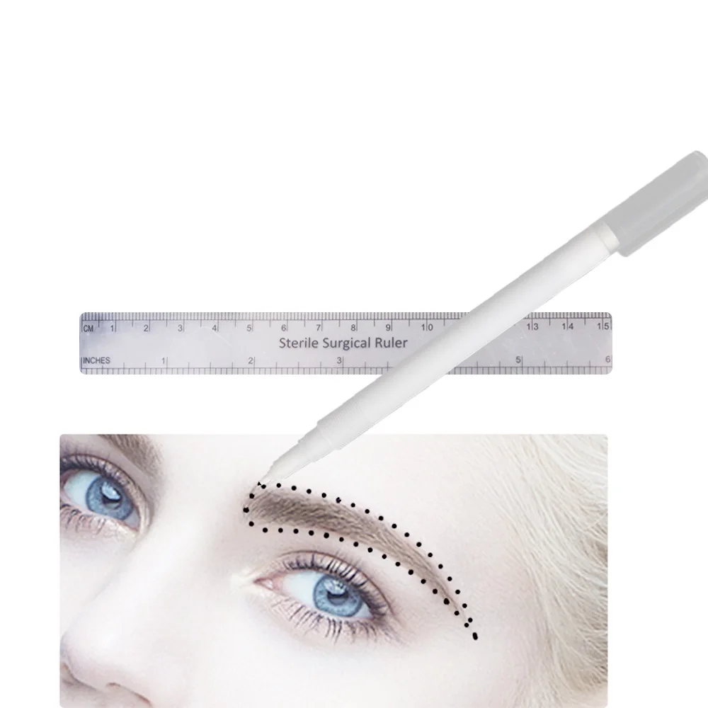 

5 pcs Microblading Surgical Skin Marker Eyebrow Marker Pen With Measure Measuring Ruler Tattoo Skin Scribe Tool Free Shipping