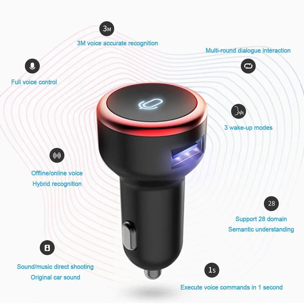 FM передатчик «умное» Голосовое управление автомобиля MP3 подходит для ответа на звонки и прослушивания музыки плеер зарядных порта USB для