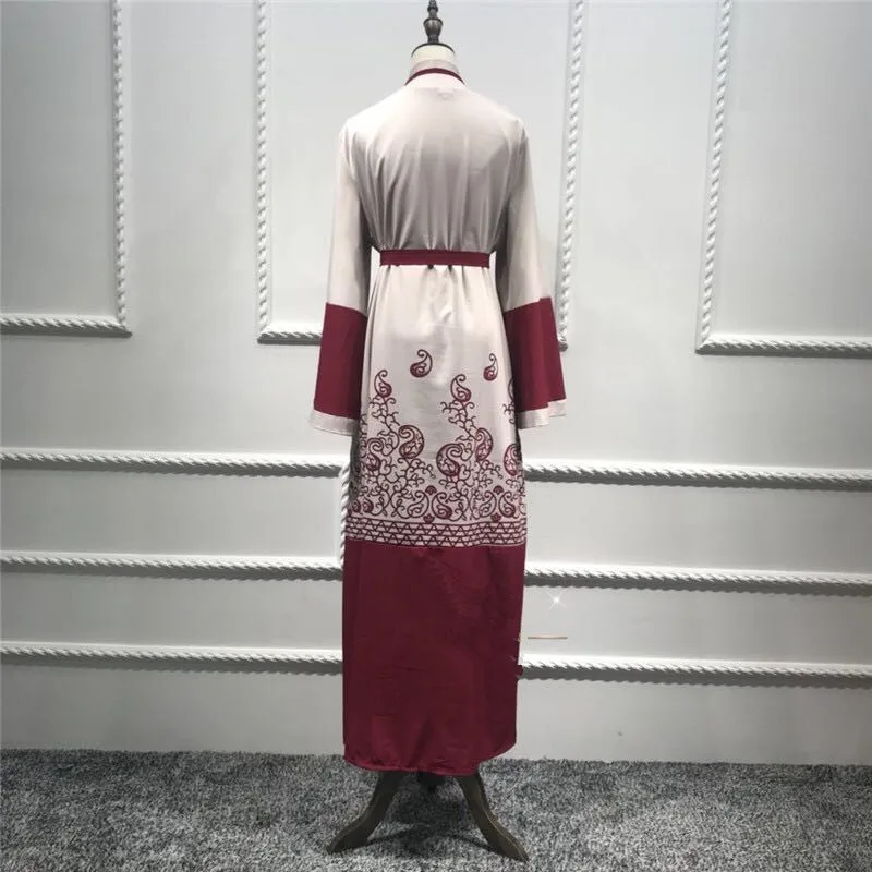 HANZANGL Мода красный принт женские мусульманские платья abaya Макси платье Ближний Восток длинный халат Женское платье Дубай Арабский исламский одежда