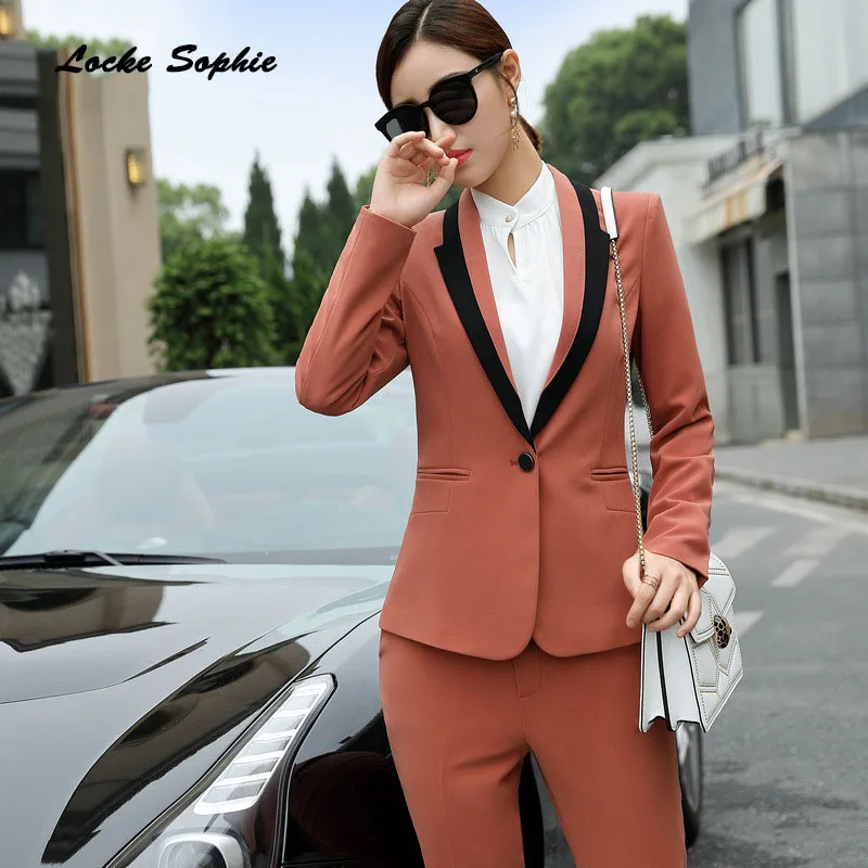 Women's Plus size Slim fit Blazers coats 2019 Spring cotton blend Splicing Suits jackets ladies Skinny office Blazers Suits coat