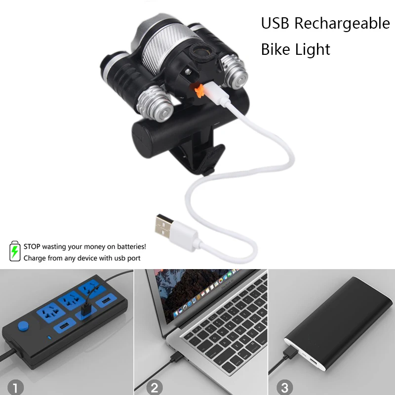 Светильник светильник 3 * T6 USB 1600 мАч 5 режимов|Велосипедная фара| |