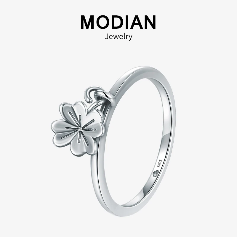 Modian минималистичное очаровательное модное кольцо в виде цветка клевера, настоящее 925 пробы Серебряное изысканное Винтажное кольцо для женщин, хорошее ювелирное изделие