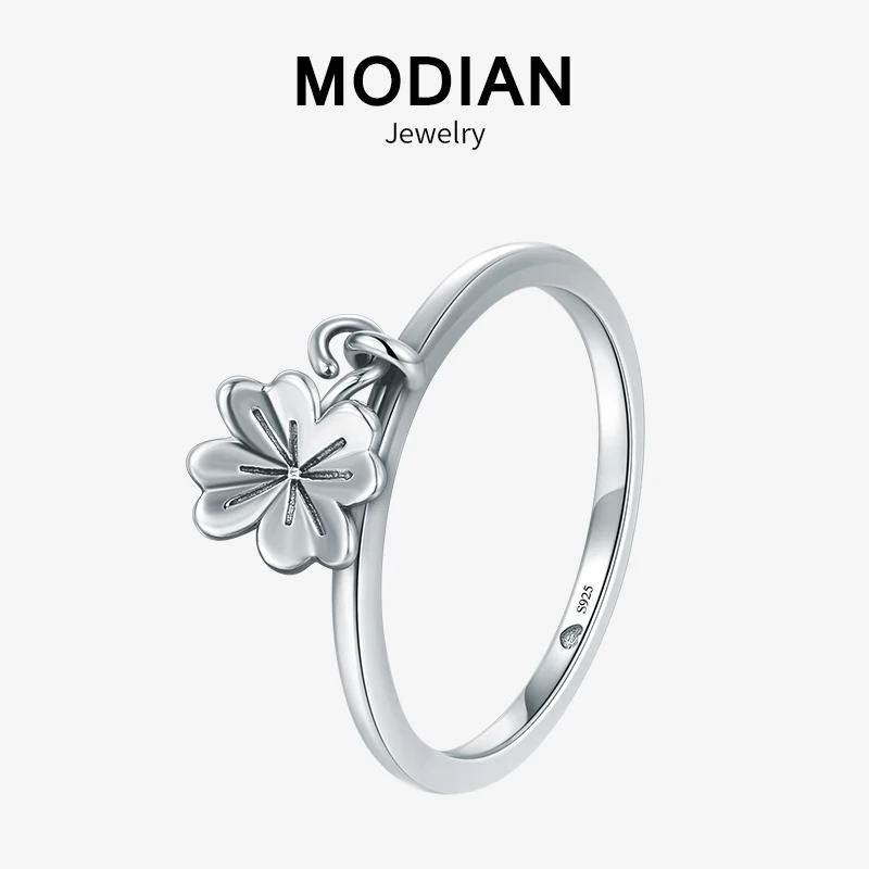 

Modian Minimalist Charm Flower Clover Swing Fashion Ring Real 925 Sterling Silver Exquisite Vintage Rings For Women Fine Jewelry