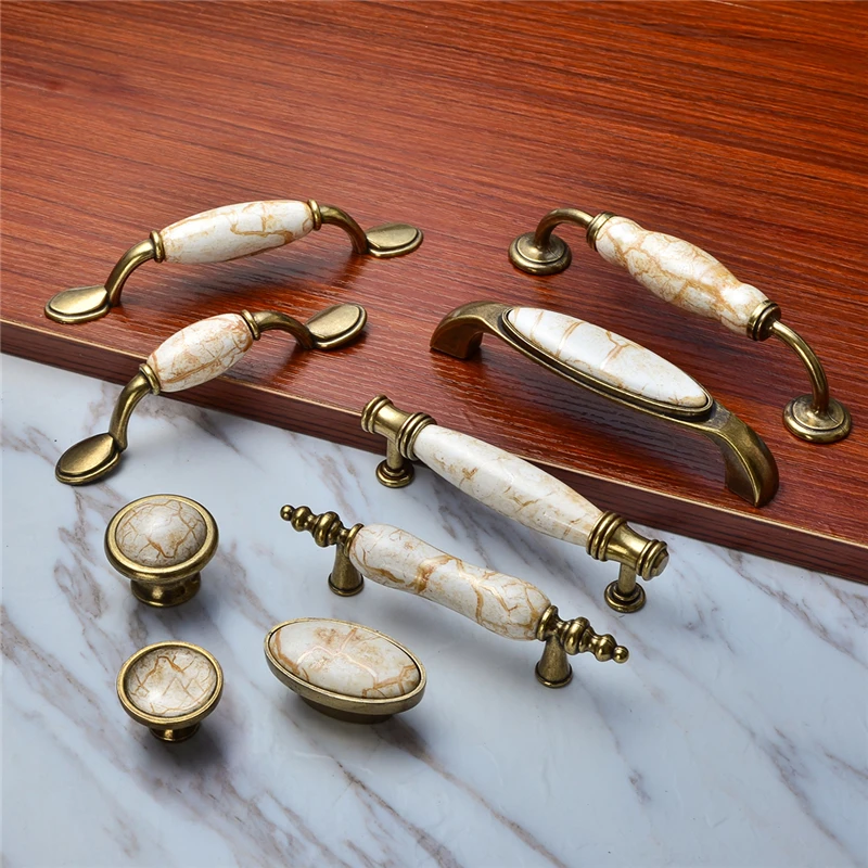 4PCS/lot Vintage Kitchen Marble Pattern Ceramic Door Handles Cabinet Pulls Drawer Knobs for Furniture 9 Sizes 4PCS/lot Vintage Kitchen Marble Pattern Ceramic Door Handles Cabinet Pulls Drawer Knobs for Furniture 9 Sizes