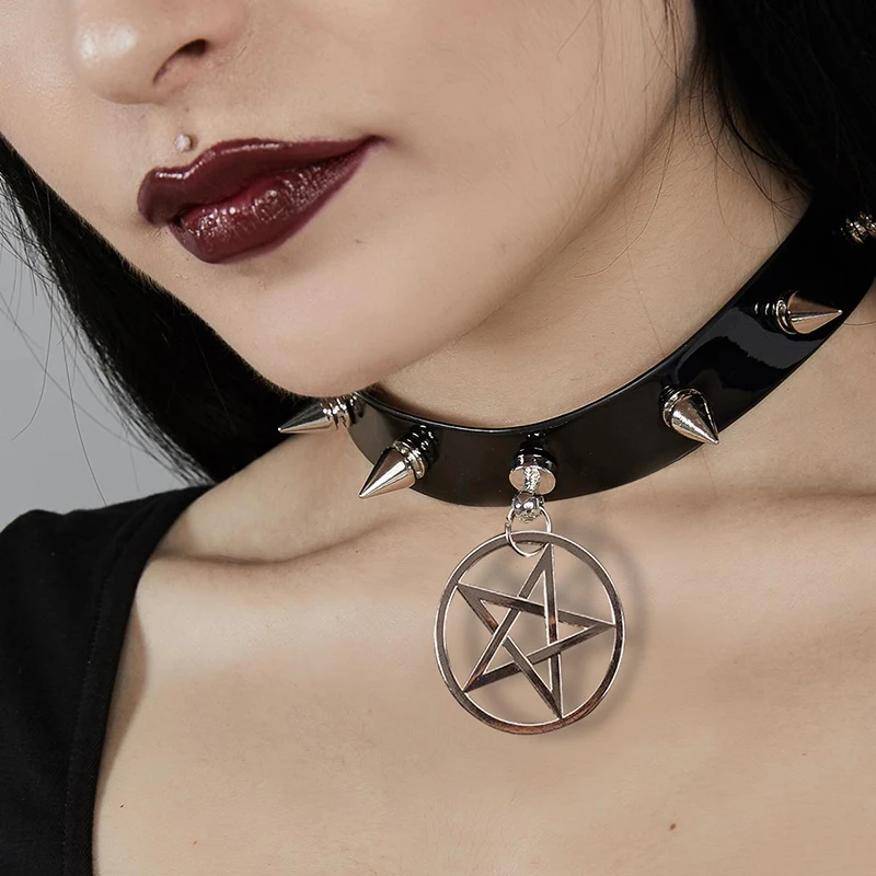 InstaHot черный чокер с заклепками из искусственной кожи ожерелье готический панк