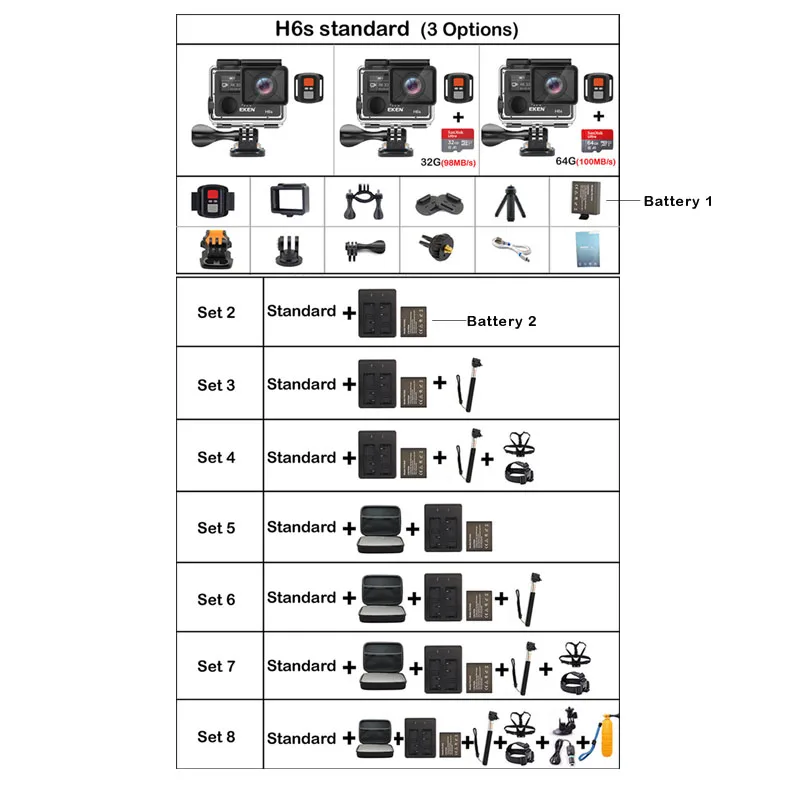 Action Camera Deportiva EKEN H6S Ultra HD 4K WiFi