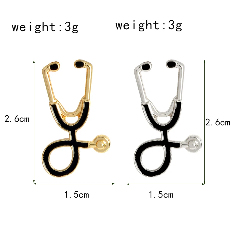 Miss-Zoe-Mini-Stethoscope-Brooch-Pins-Rose-Gold-Silver-Gun-Black-Collar-Corsage-Doctors-Nurse-Medical(1)