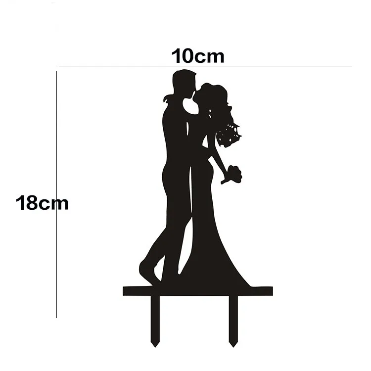 Разные стили черный акриловый свадебный торт флаг Топпер Свадебные флажки для торта для свадьбы юбилей вечерние декор для выпечки торта