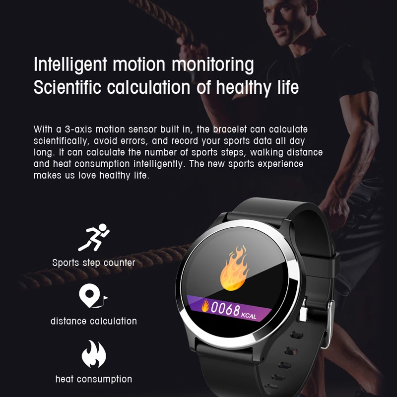 ECG PPG Smart Watch With Blood Pressure Heart Rate Monitor IP67 Waterproof Smartwatch Wristwatch For iOS Android