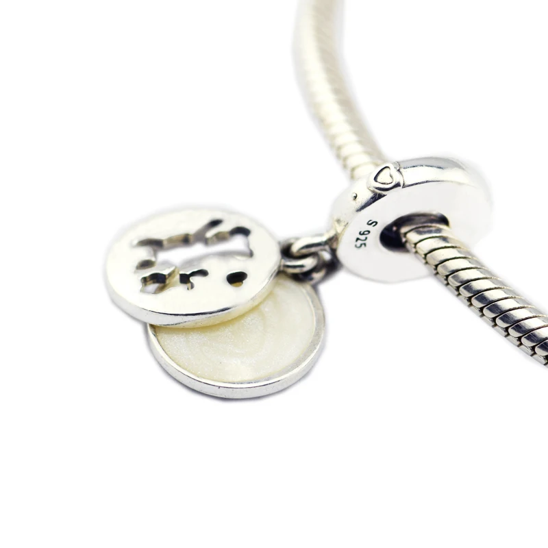 

Beads 100% 925 Sterling Silver Dangle Charms Beads Silver Enamel Perfect Pals Beads for Jewelry Making Fit Bracelets DIY SL721