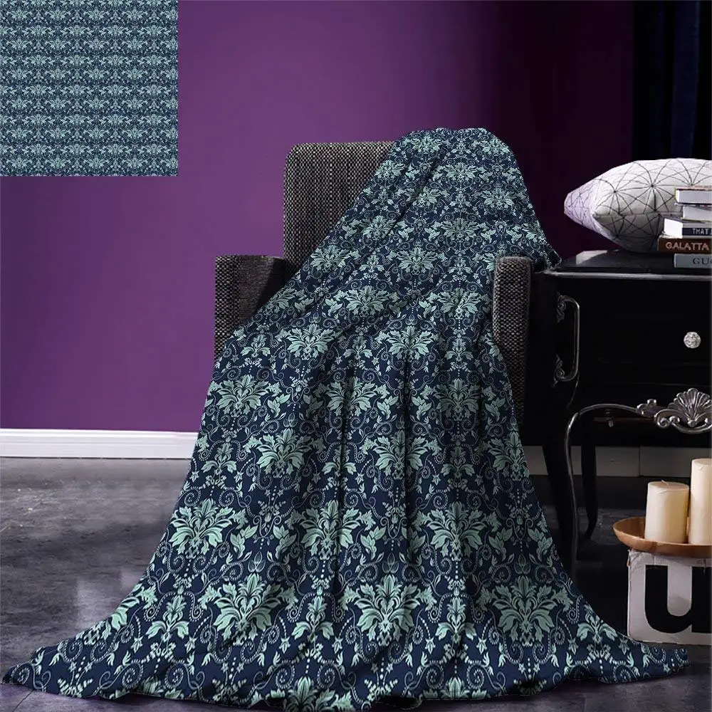 Damask одеяло темный фон со сложными цветочными узорами Восточный дизайн точки и