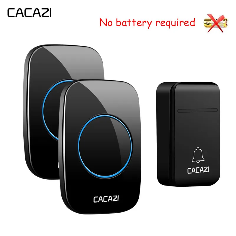 

CACAZI Wireless Waterproof Doorbell Self-Powered No Battery Button LED Light Home Cordless Call Bell EU Plug 3 Volume 38 Chime