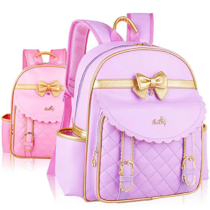 Korean Style Children School Bags For Girls PU Leather Backpack Kids