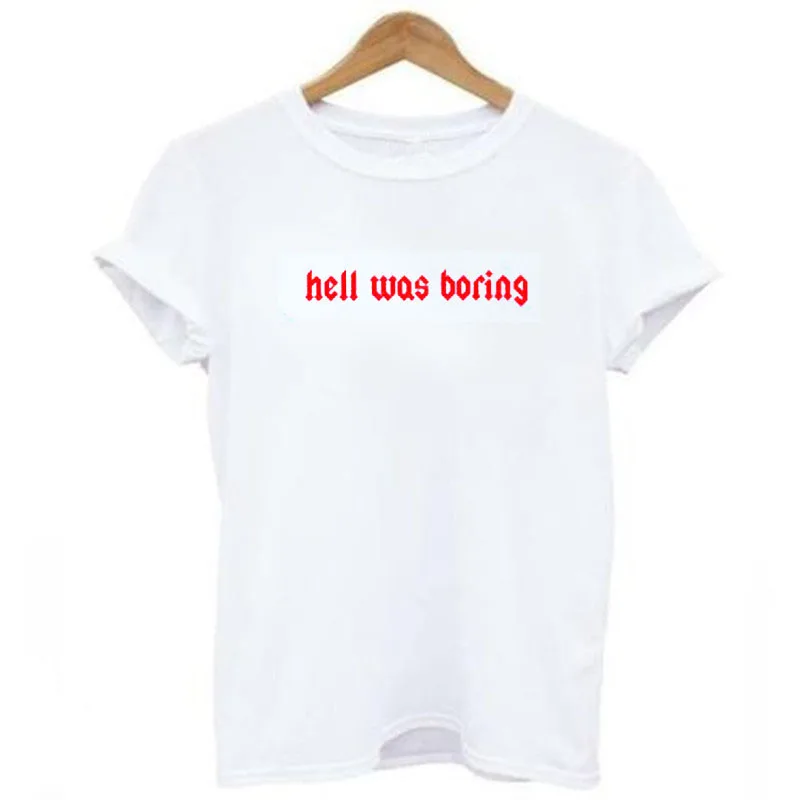 Hell Was Boring Футболка женская tumblr гранж уличный стиль футболка хипстеры Летняя мода