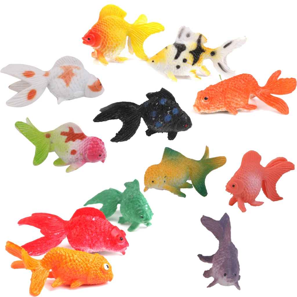 12pcs Plastic Goldfish Model Set Simulation Goldfish Statue Mini Animal Toys 