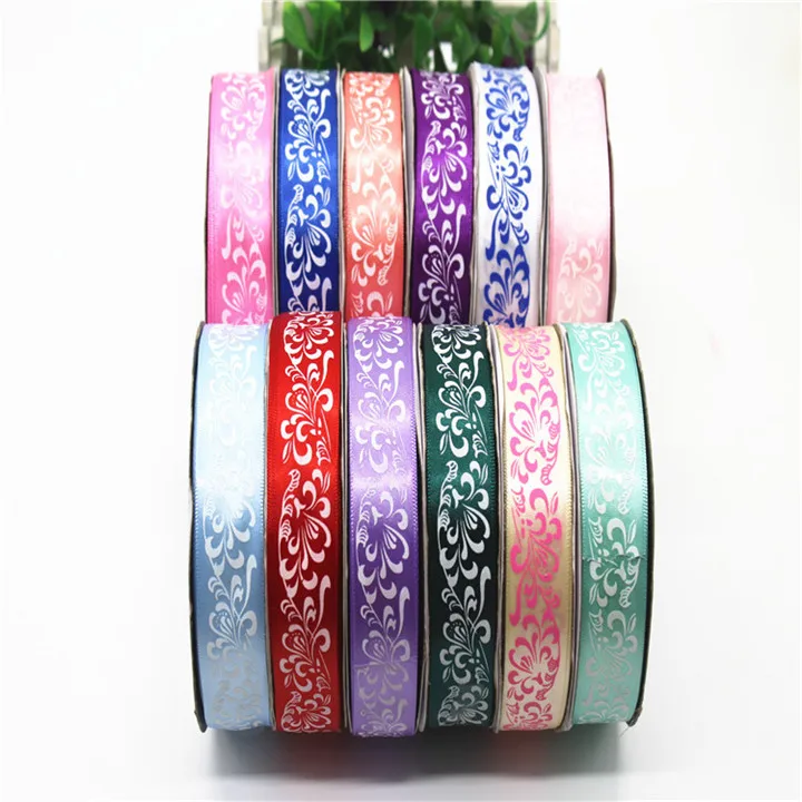 1  2.5cmx50Yard Blue And White Porcelain Printing Ribbon Fabric Wedding Party Supplie Handmade Satin Ribbon Belt Hair Accessories