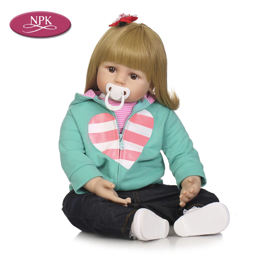 NPK 60CM Baby Girl Reborn Doll Kids Toy Soft Silicone VInyl Lifelike Princess Girl Realistic Bebe Reborn Alive Doll 2018 New (1)