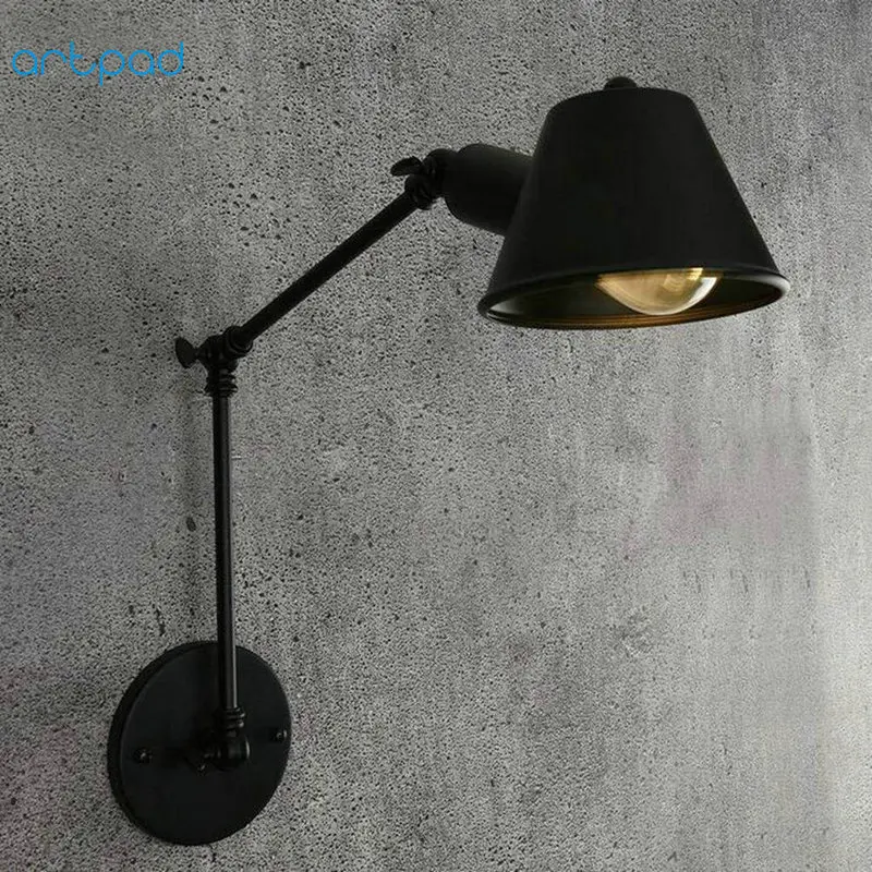 Artpad Американский промышленный Jielde настенный светильник, Свинг Длинный складной кронштейн, черное железное бра, светодиодный настенный светильник для украшения дома